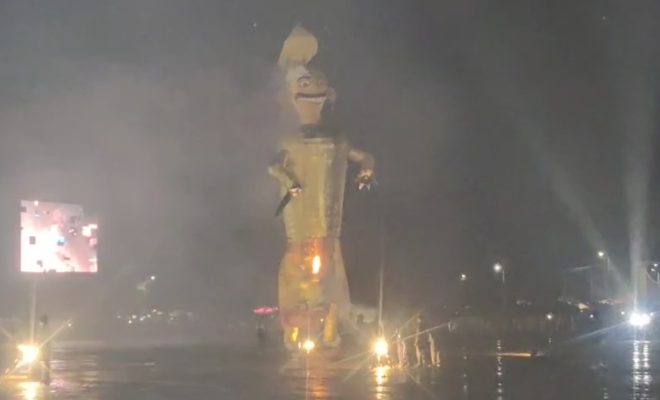 झमाझम बारिश के बीच रांची मोरहाबादी में भव्य रावण दहन