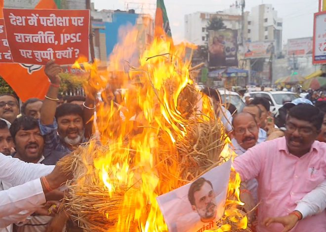राहुल गांधी के विरोध में भाजपा ने किया पुतला दहन…..